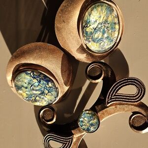 Vintage Kate Hines earrings, and a brooch